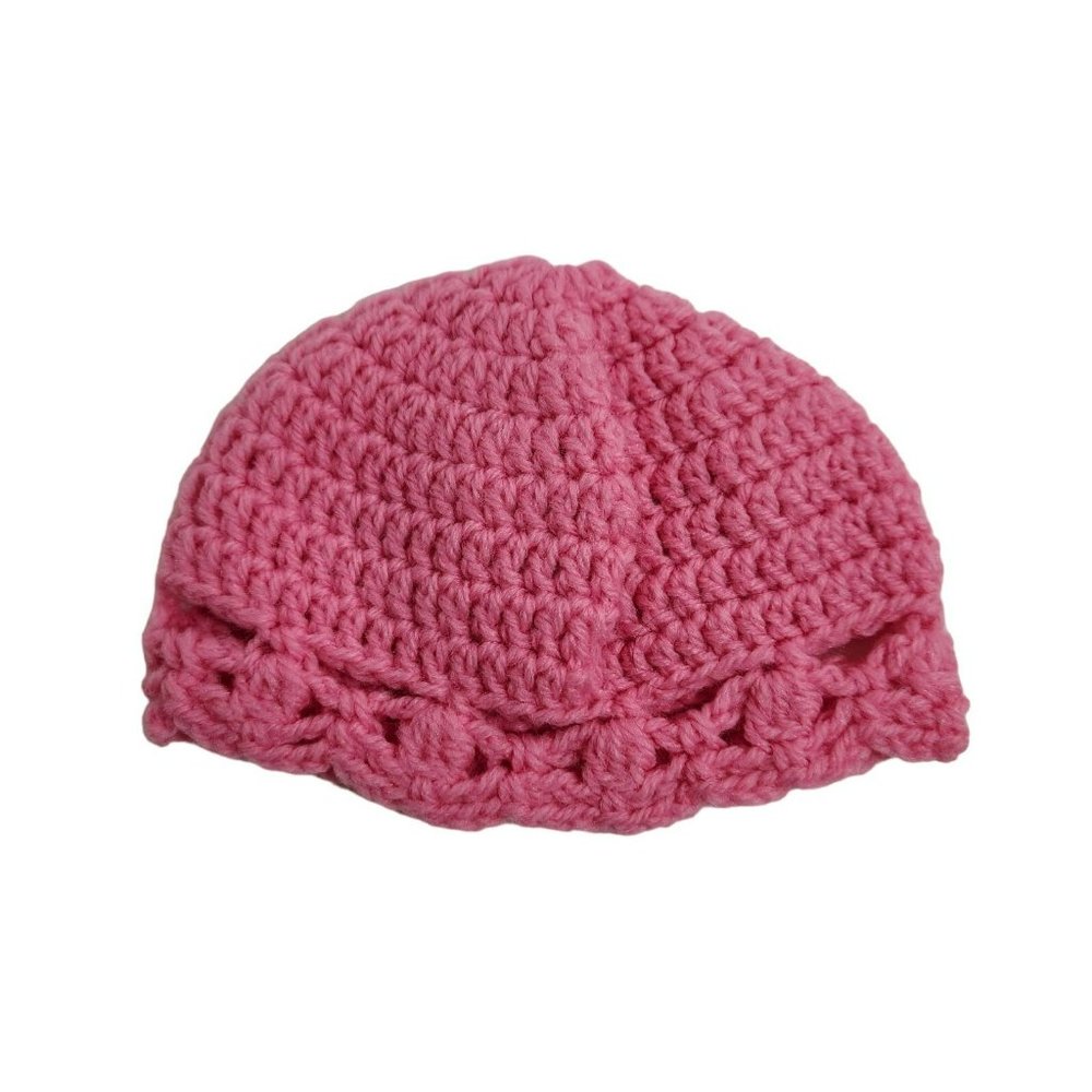 Baby or Doll Hand Knitted pink hat